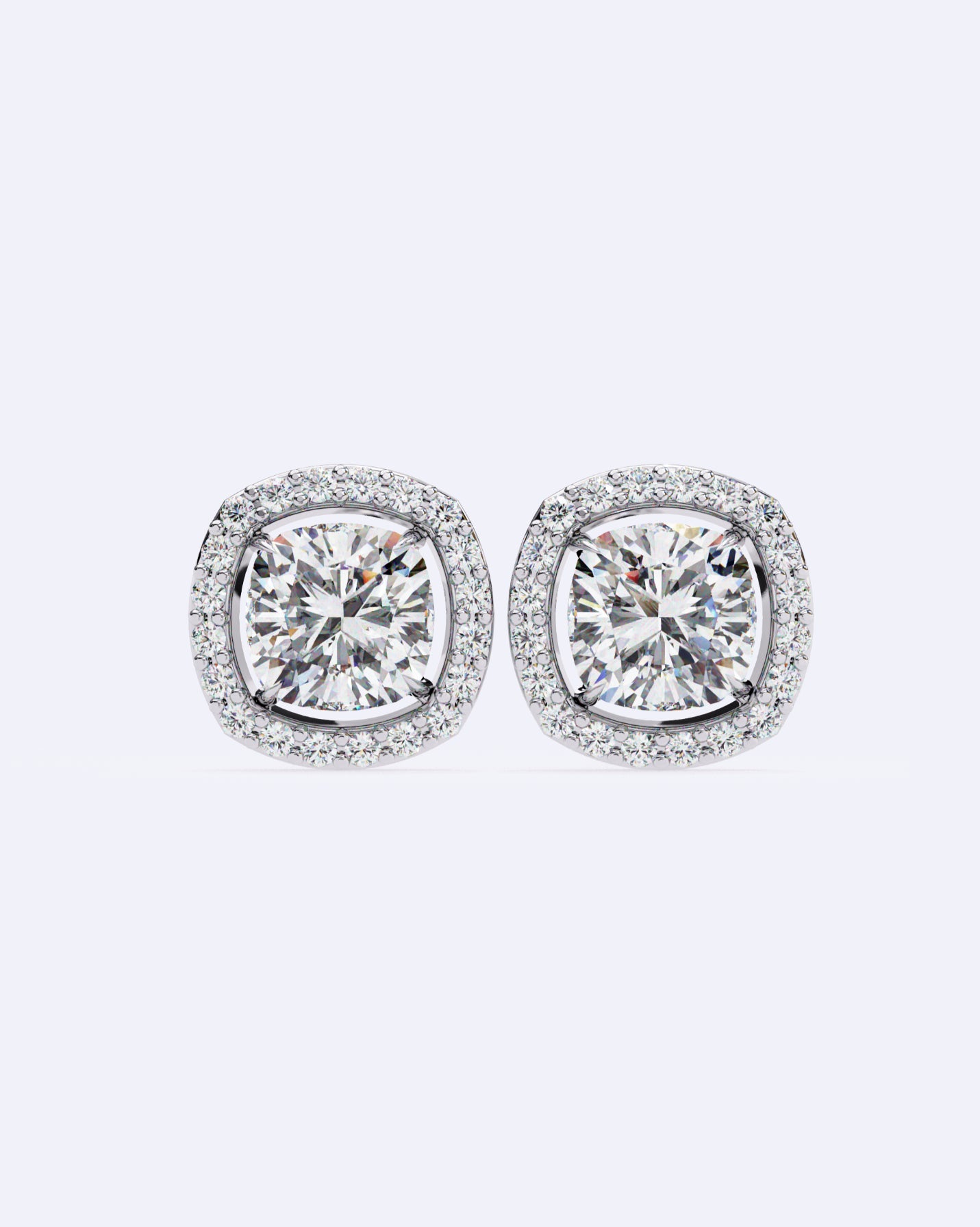 Cushion Halo Solitaire Studs