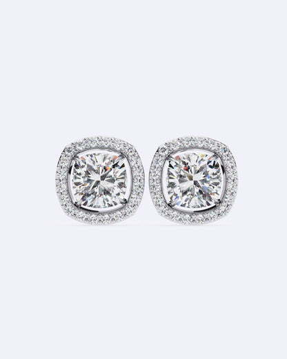 Cushion Halo Solitaire Studs