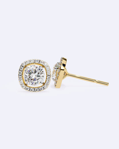 Cushion Halo Solitaire Studs