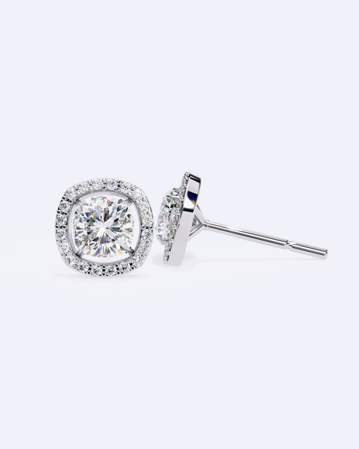 Cushion Halo Solitaire Studs