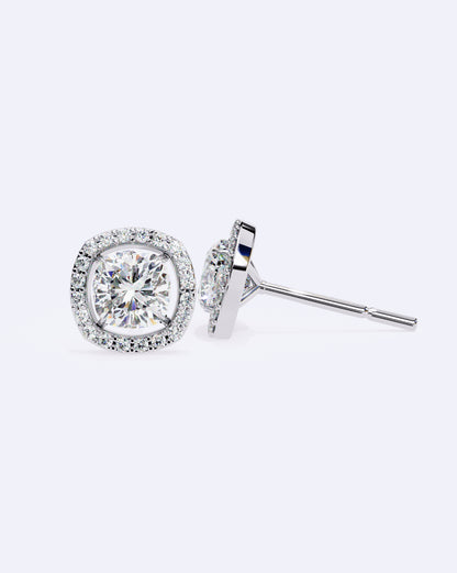 Cushion Halo Solitaire Studs