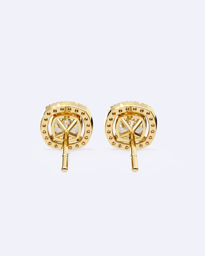 Cushion Halo Solitaire Studs