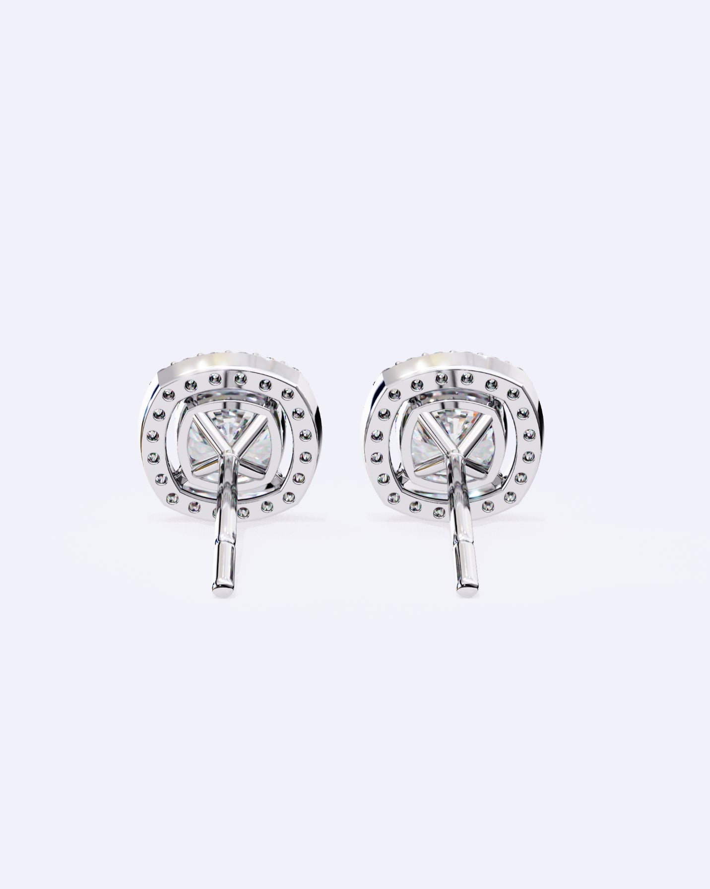 Cushion Halo Solitaire Studs