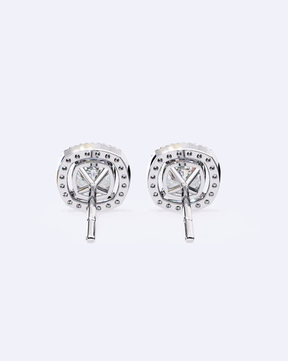 Cushion Halo Solitaire Studs