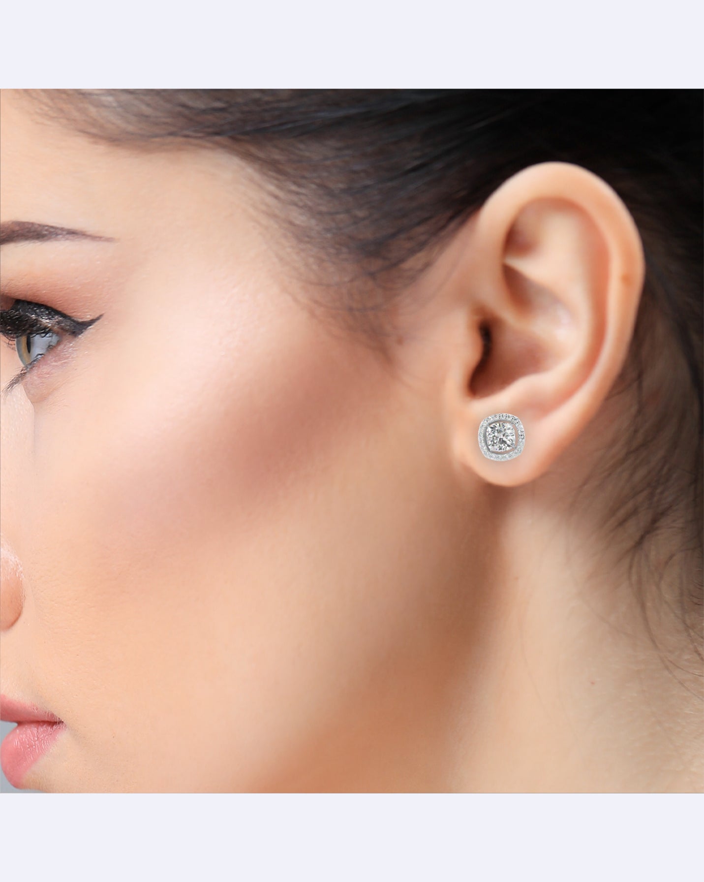 Cushion Halo Solitaire Studs