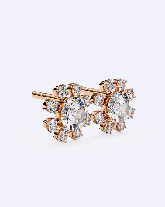 Structured Floral Sparkle Studs