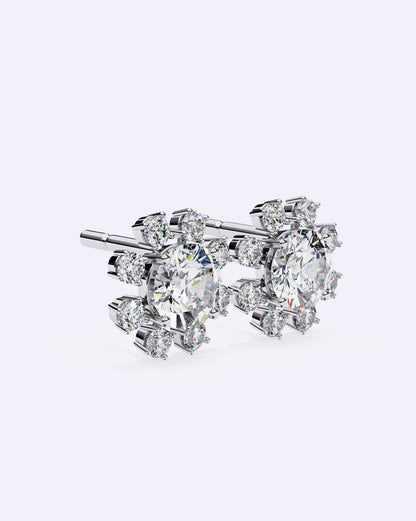 Structured Floral Sparkle Studs