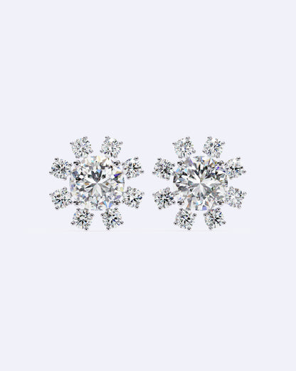 Structured Floral Sparkle Studs