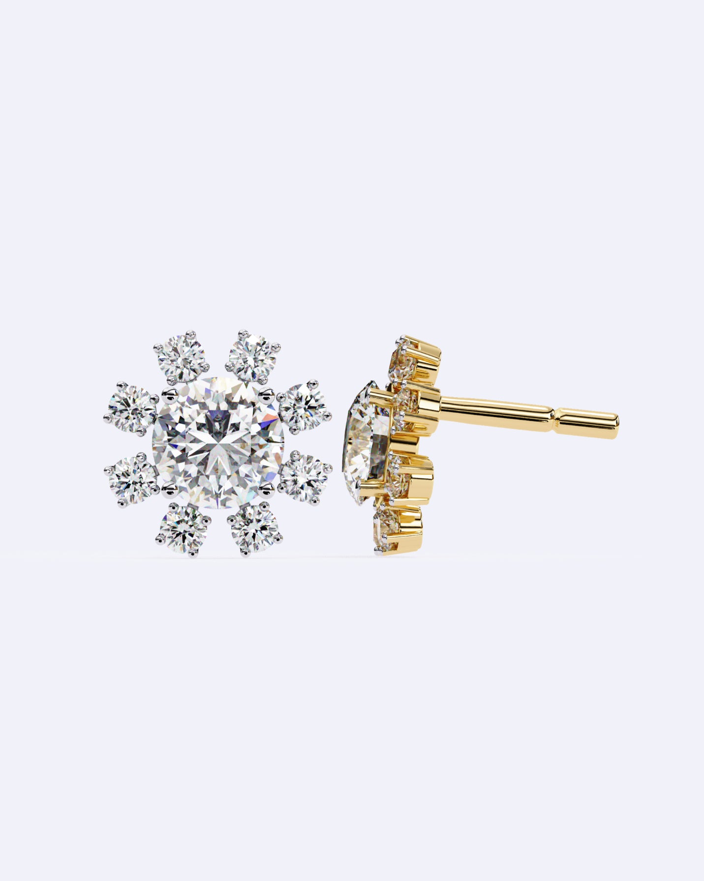 Structured Floral Sparkle Studs