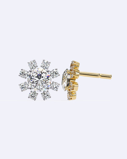 Structured Floral Sparkle Studs