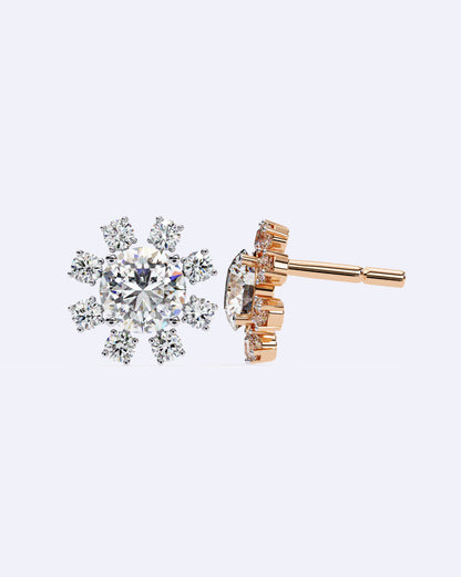 Structured Floral Sparkle Studs