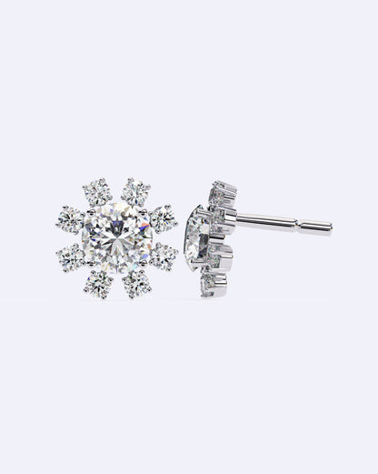 Structured Floral Sparkle Studs