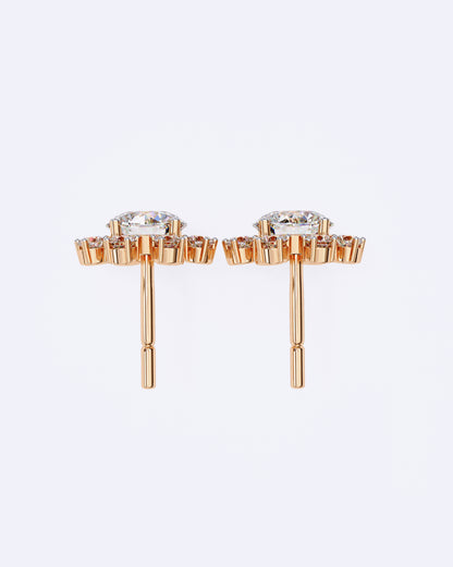 Structured Floral Sparkle Studs