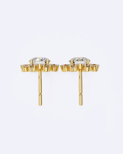 Structured Floral Sparkle Studs