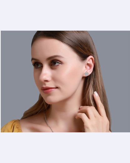 Structured Floral Sparkle Studs