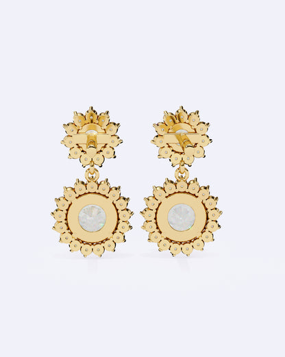 Halo Drop Diamond Earrings