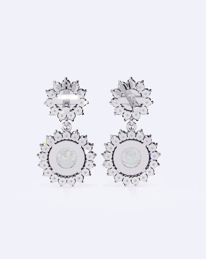 Halo Drop Diamond Earrings