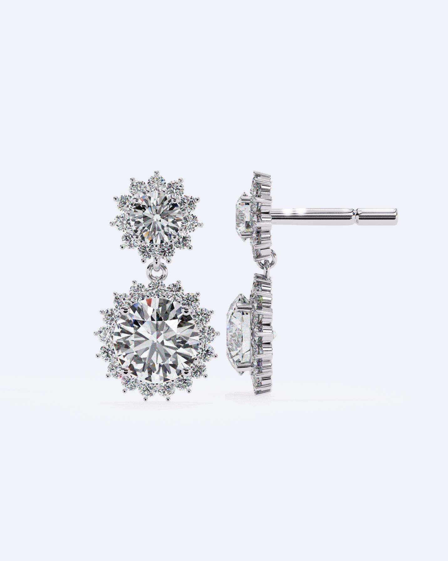 Halo Drop Diamond Earrings