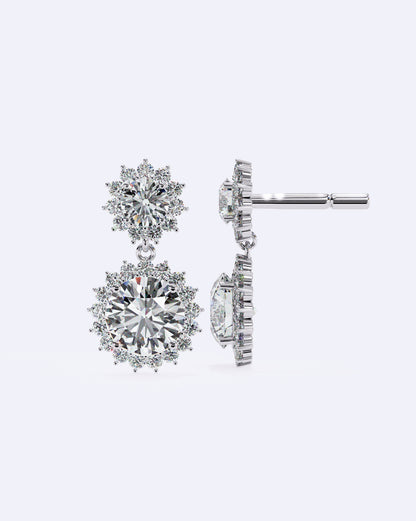Halo Drop Diamond Earrings