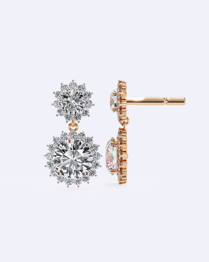 Halo Drop Diamond Earrings