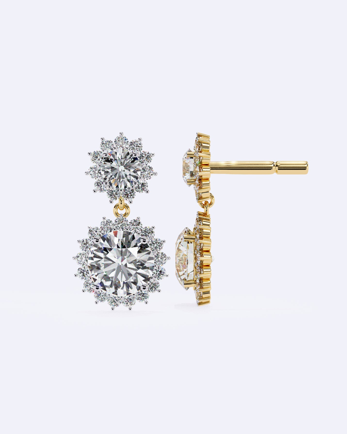 Halo Drop Diamond Earrings