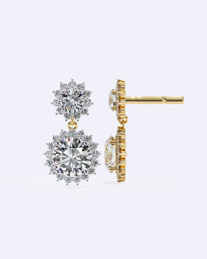 Halo Drop Diamond Earrings