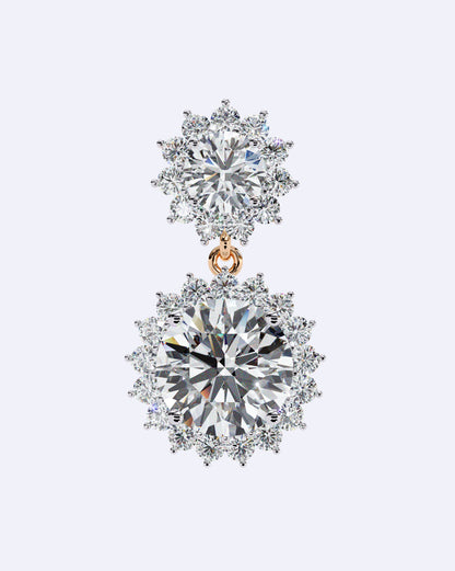 Halo Drop Diamond Earrings