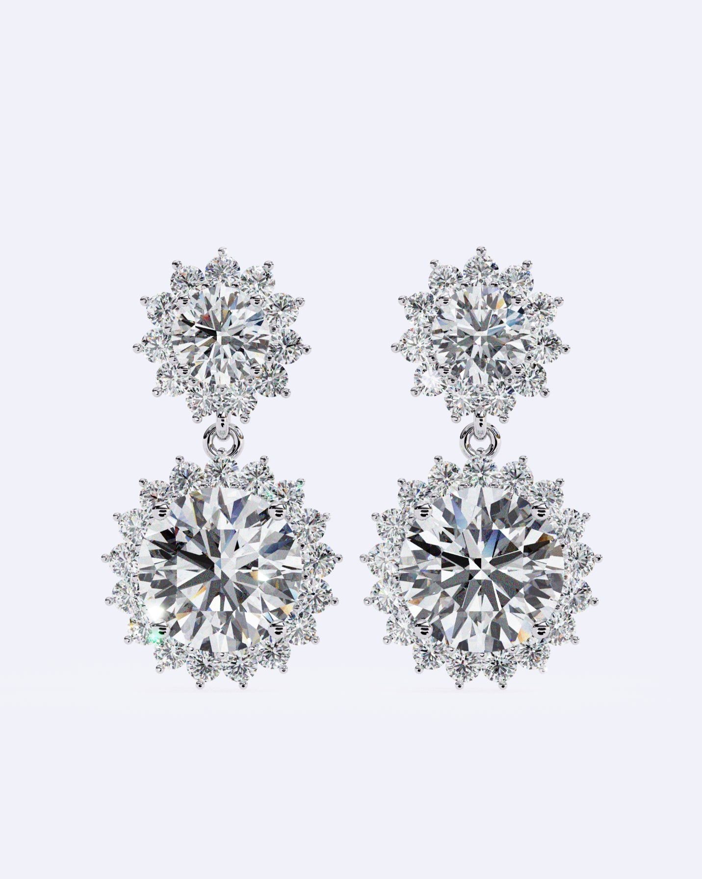 Halo Drop Diamond Earrings