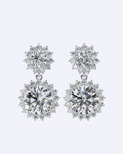 Halo Drop Diamond Earrings