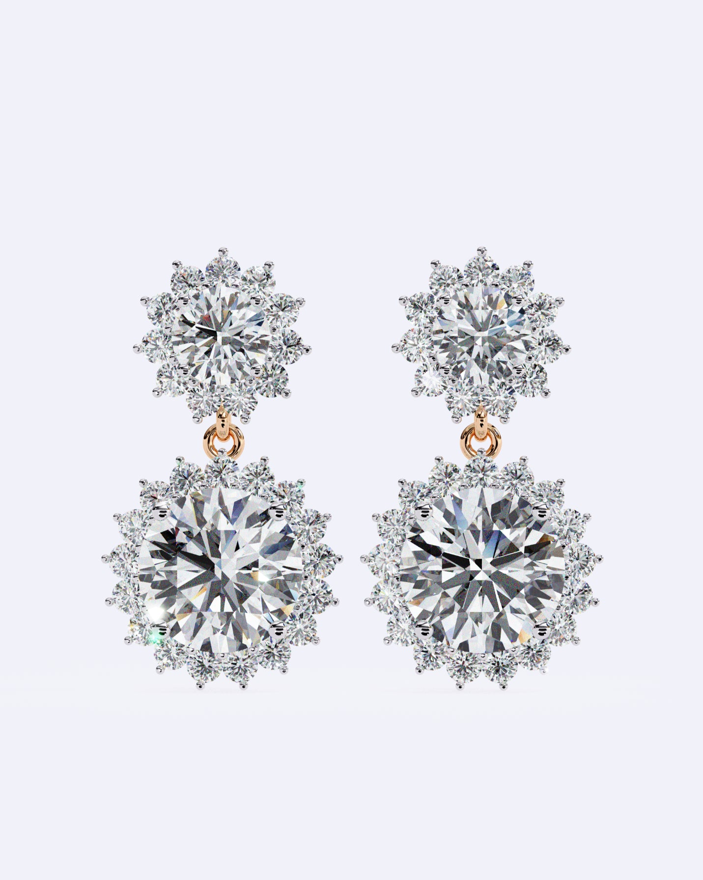 Halo Drop Diamond Earrings