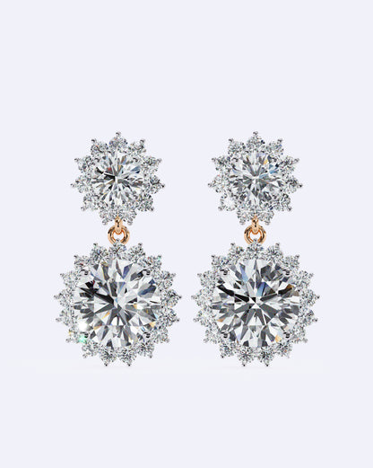 Halo Drop Diamond Earrings