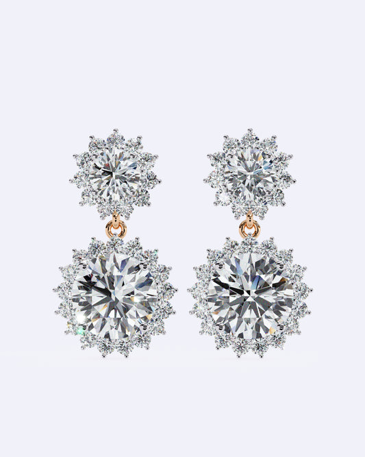 Halo Drop Diamond Earrings