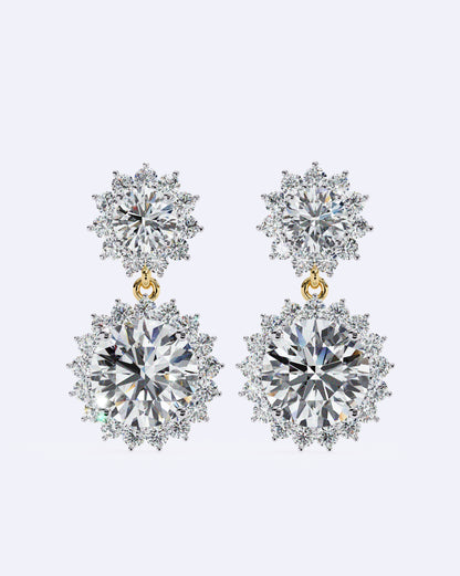 Halo Drop Diamond Earrings