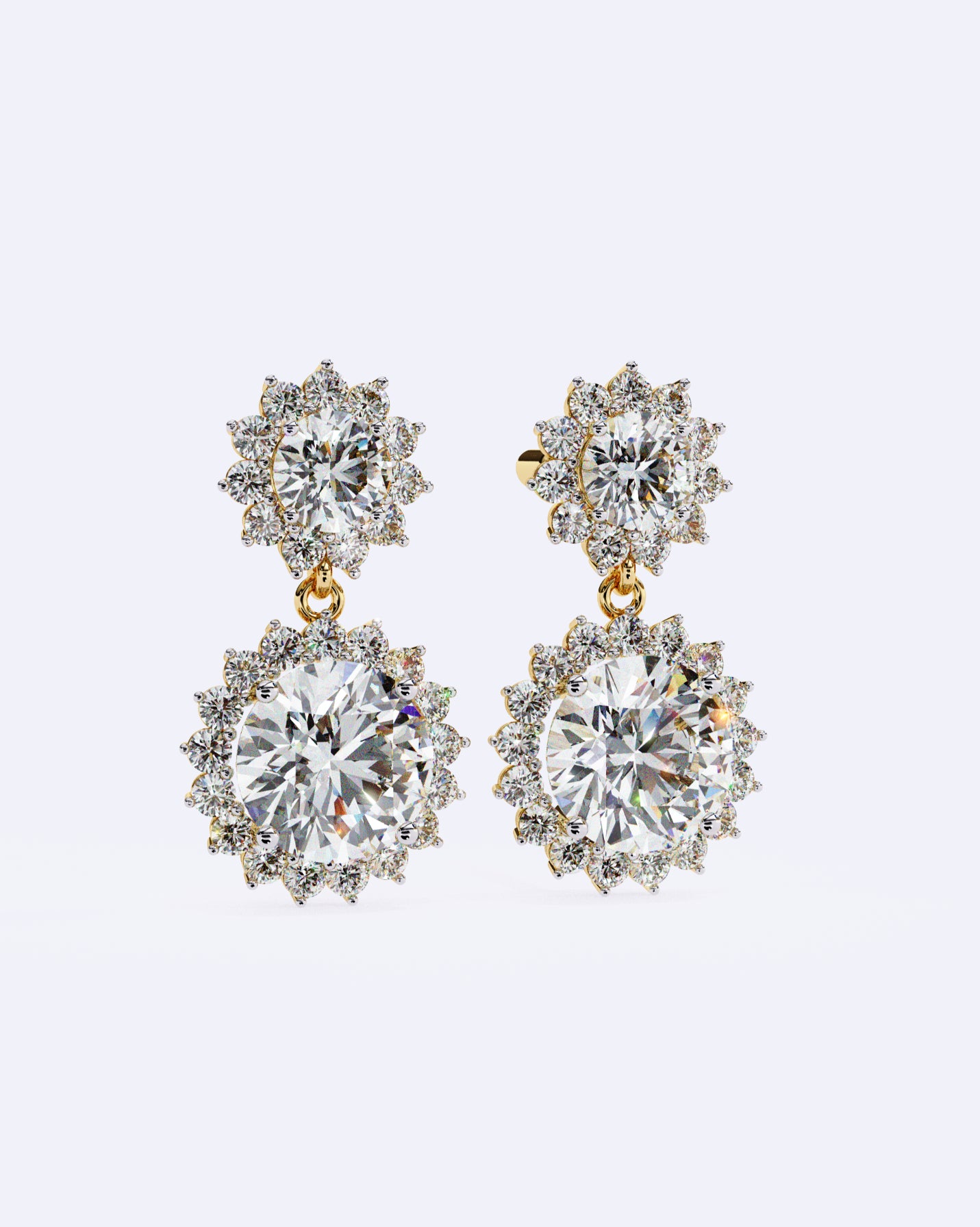 Halo Drop Diamond Earrings
