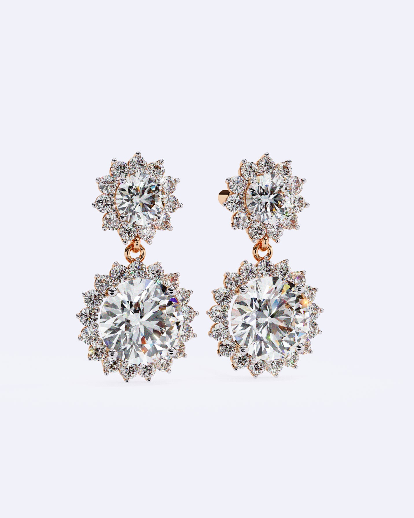 Halo Drop Diamond Earrings