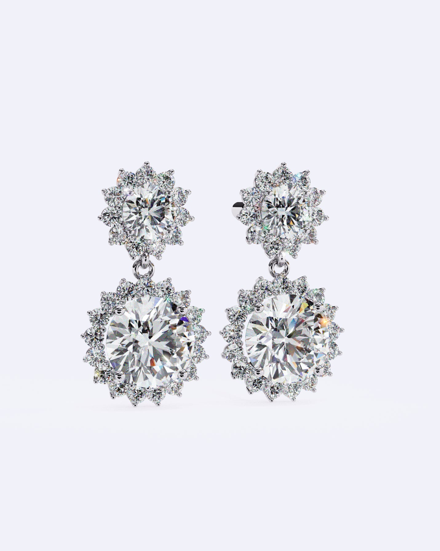 Halo Drop Diamond Earrings