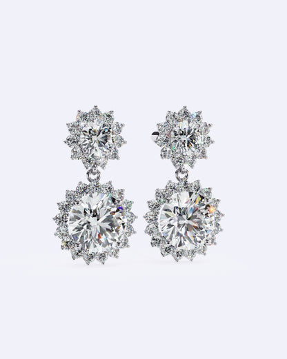 Halo Drop Diamond Earrings