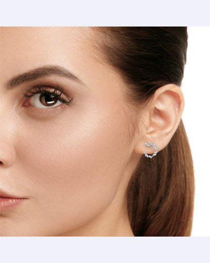 Crescent Line Sparkle Studs