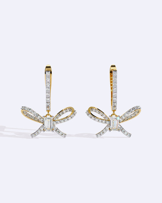 Elegant Diamond Bow Dangles