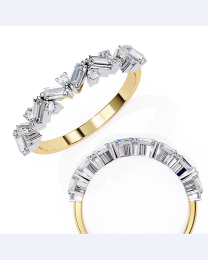 Baguette & Round Rhythm Ring