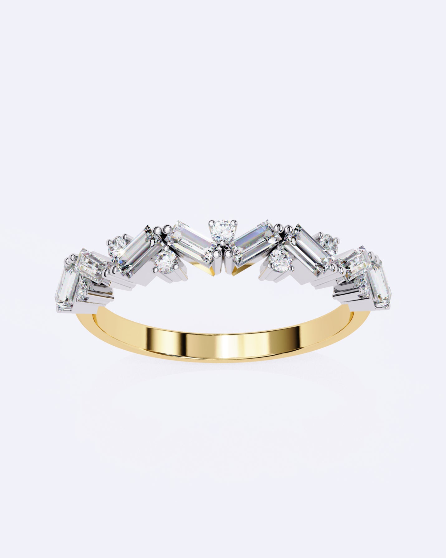 Baguette & Round Rhythm Ring