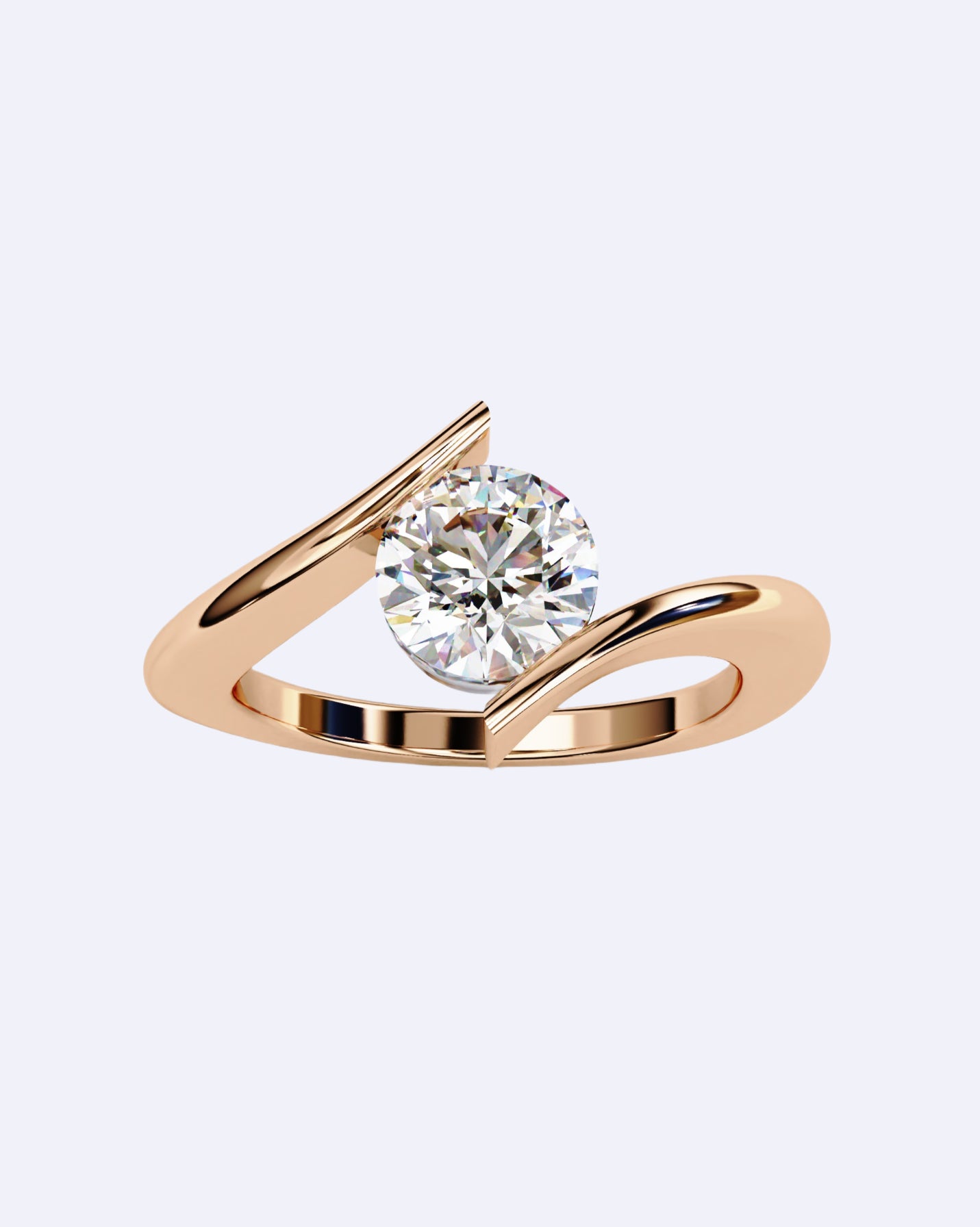 Tension-Set Round Solitaire Ring