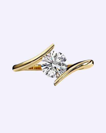Tension-Set Round Solitaire Ring
