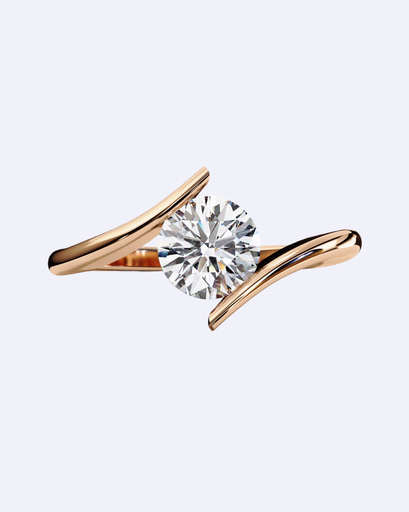 Tension-Set Round Solitaire Ring