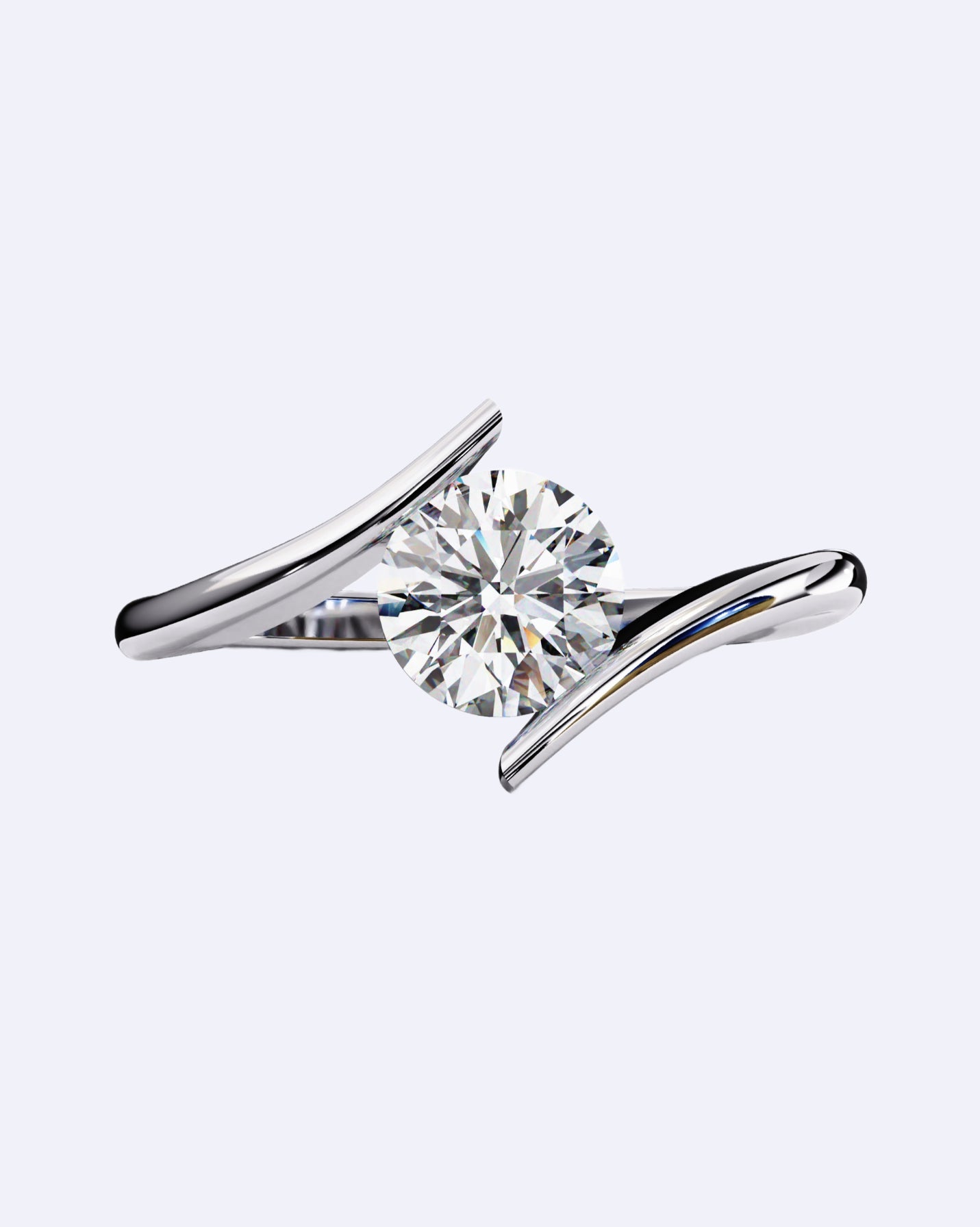 Tension-Set Round Solitaire Ring