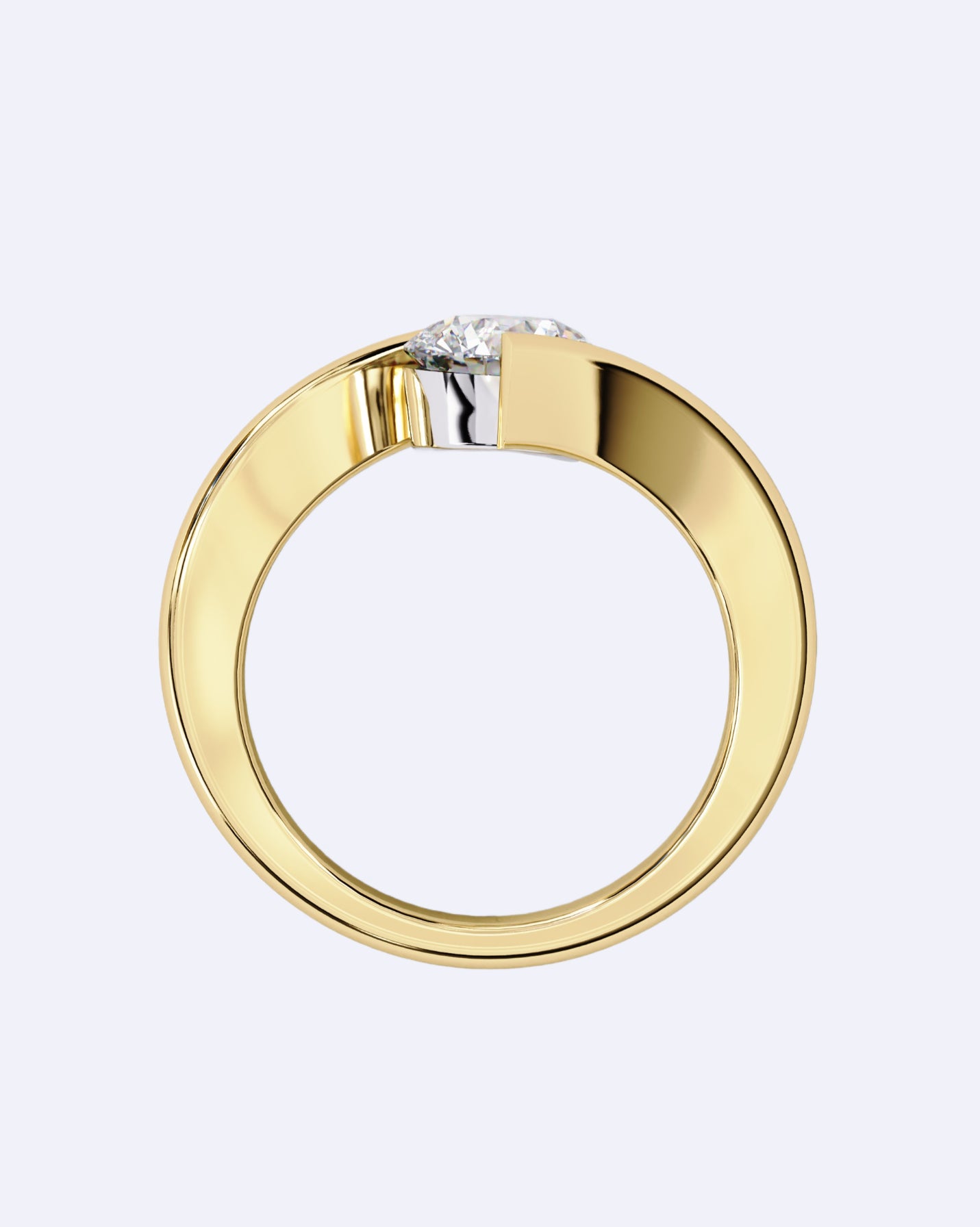 Tension-Set Round Solitaire Ring