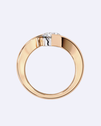 Tension-Set Round Solitaire Ring