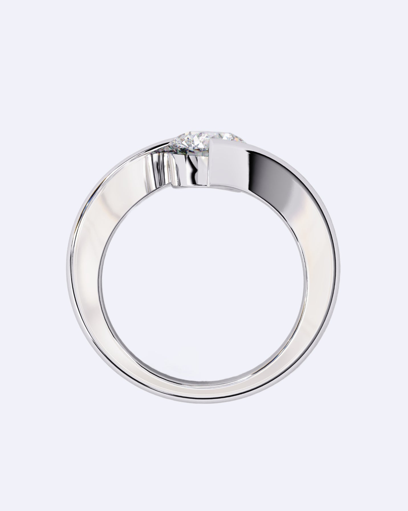 Tension-Set Round Solitaire Ring