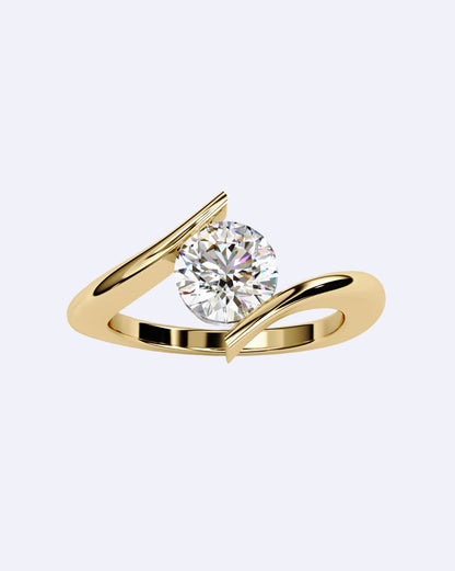 Tension-Set Round Solitaire Ring