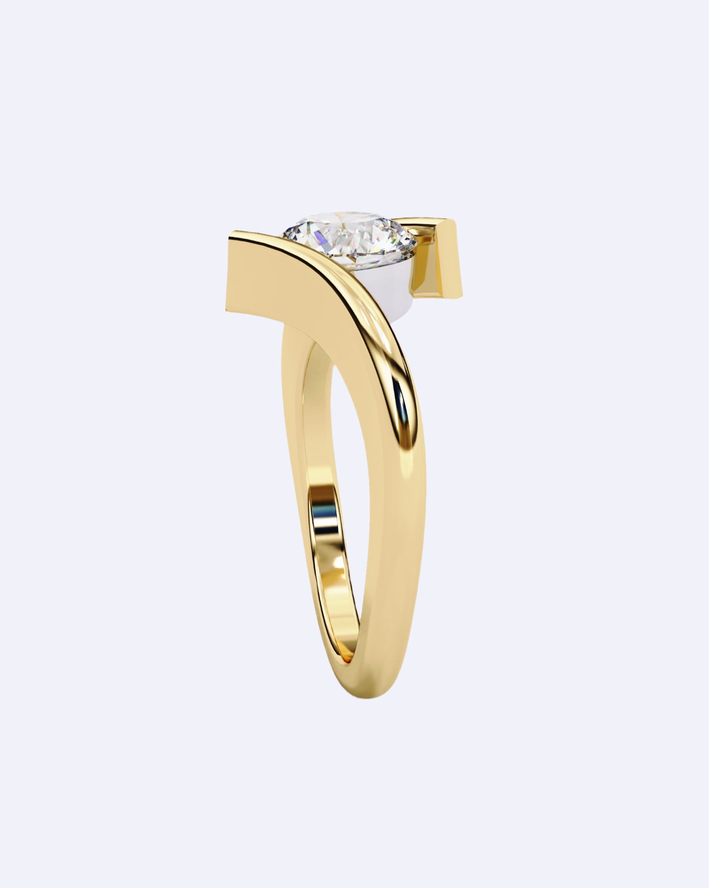 Tension-Set Round Solitaire Ring